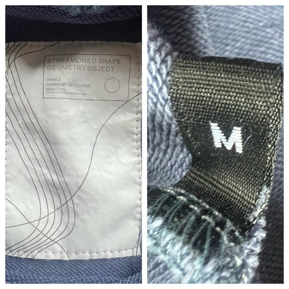 Grailz Geometry Men’s Blue Hooded Button Up Sweatshirt w Pockets. Size M - Picture 12 of 16